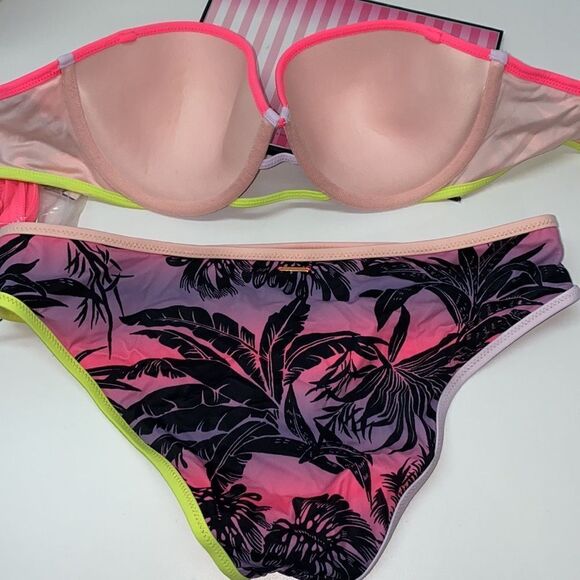 🔥VICTORIA SECRET SWIMSUIT 2 pc top 34B push-up bottom medium  New #7 - Picture 6 of 8